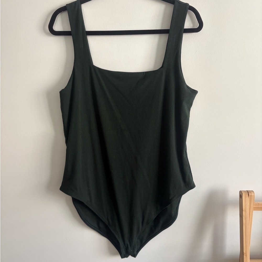Dark green square neck bodysuit